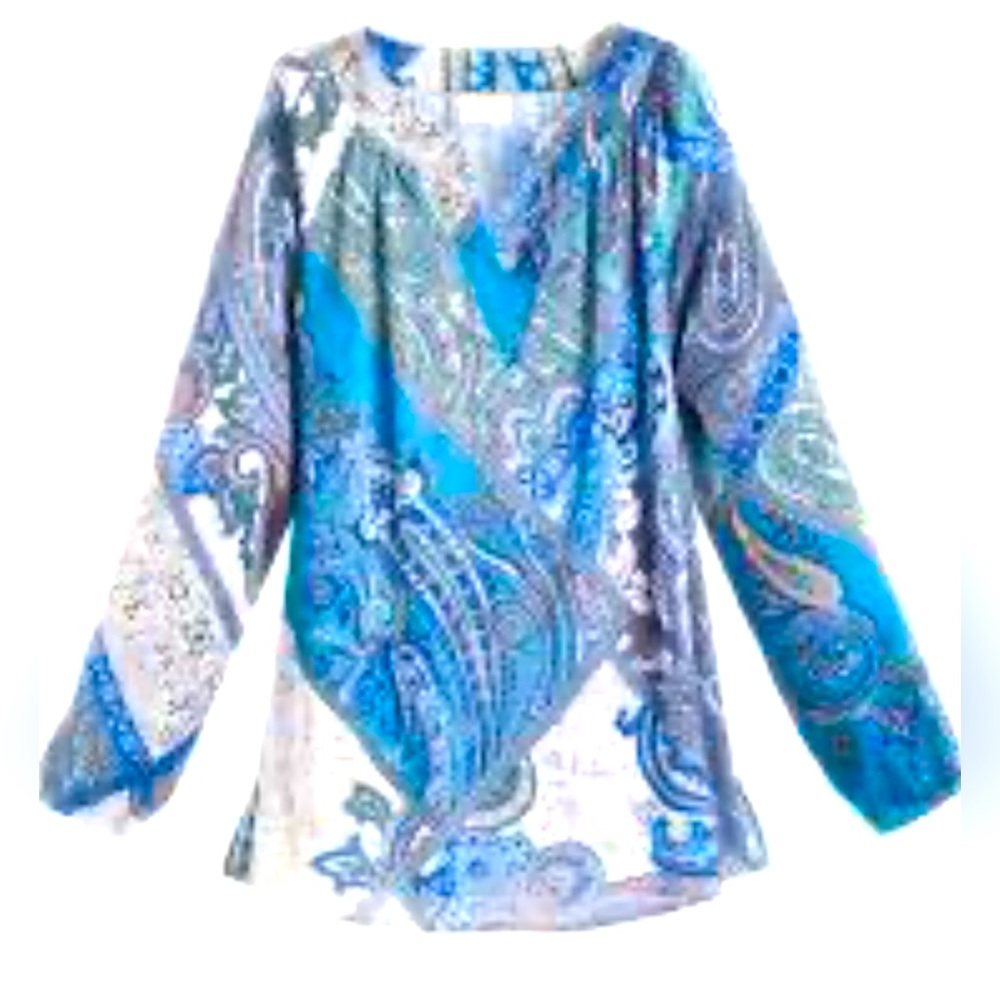 CHICO'S V-NECK pull-over~PAISLEY print~TUNIC~3/4‎ slv TOP sz
2=Large NWOT Blouse